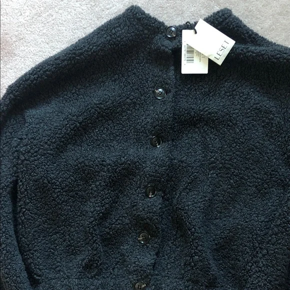 LESET Charcoal Mica Collarless Blouson Button-Up Jacket Cardigan - Picture 4 of 11